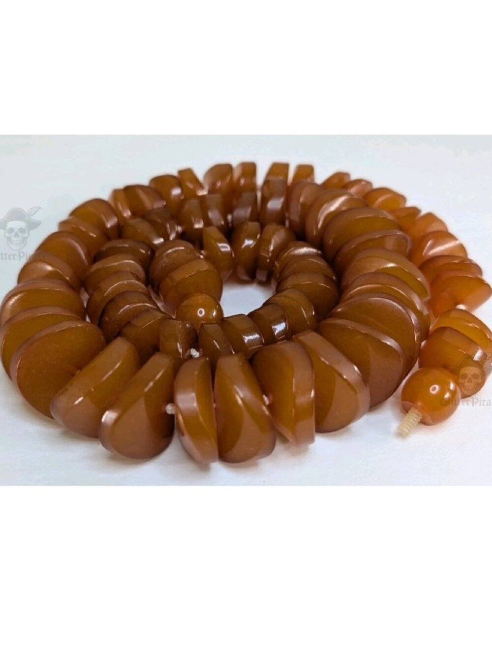 22.5" Vintage Wave European Baltic Butterscotch Egg Yolk Amber Necklace 95.1g